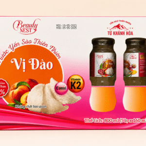 Nước Yến Sào Thiên Nhiên Vị Đào Beauty Nest (Hộp 5 chai x 160ml)